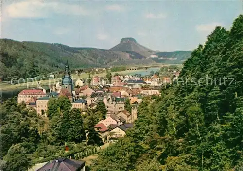 AK / Ansichtskarte Bad Schandau Panorama mit Blick zum Lilienstein Tafelberg Elbsandsteingebirge Kat. Bad Schandau