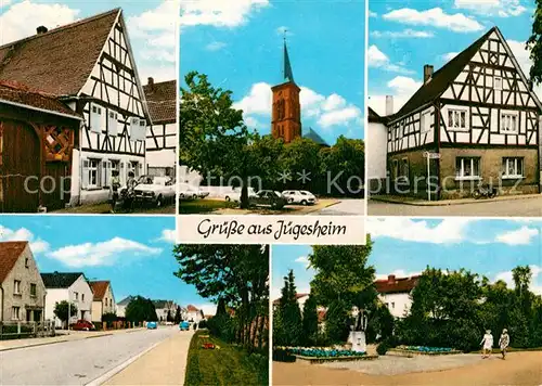 AK / Ansichtskarte Juegesheim Fachwerkhaeuser Kirche Strassenpartie Denkmal Kat. Rodgau