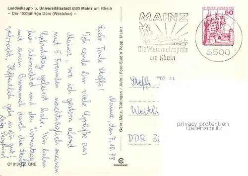 AK / Ansichtskarte Mainz Rhein 1000jaehrige Dom Westchor