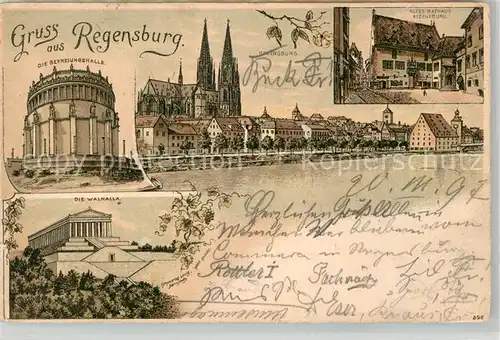 AK / Ansichtskarte Regensburg Befreiungshalle Wallhalla Altes Rathaus  Kat. Regensburg
