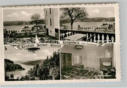 AK / Ansichtskarte Langscheid Sorpesee Pension Becker Rasche Fremdenzimmer Terrasse Garten Kat. Sundern (Sauerland)