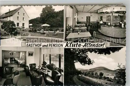 AK / Ansichtskarte Allendorf Sauerland Gasthof Pension Klute Garten Lobby Theke Kat. Sundern (Sauerland)