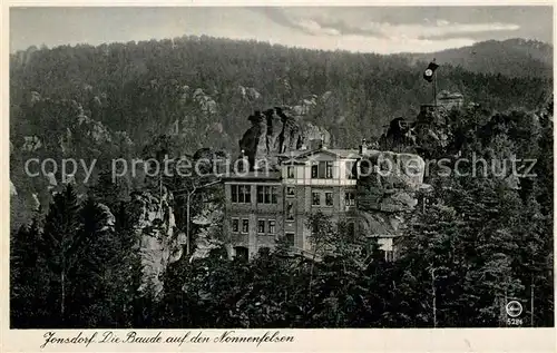 AK / Ansichtskarte Jonsdorf Baude auf dem Nonnenfelsen Kat. Kurort Jonsdorf