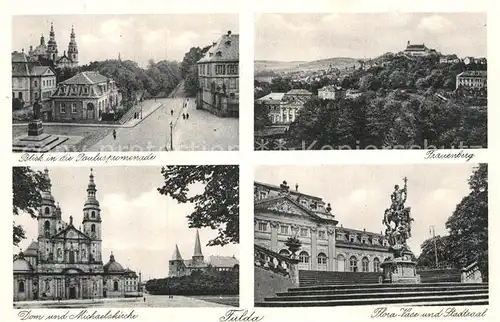 AK / Ansichtskarte Fulda Pauluspromenade Frauenberg Dom Michaelskirche Flora Vase Stadtsaal Kat. Fulda