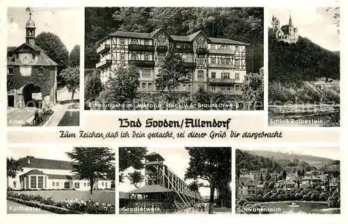 AK / Ansichtskarte Allendorf Bad Sooden Altes Tor Erholungsheim Viktoria Schloss Rothestein Kurtheater  Kat. Bad Soden am Taunus