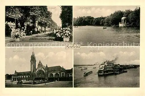 AK / Ansichtskarte Krefeld Hauptbahnhof Hafenpartie Ostwall Stadtwald Kat. Krefeld