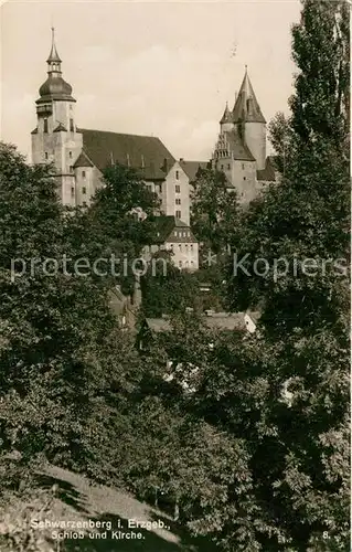 AK / Ansichtskarte Schwarzenberg Erzgebirge Schloss Kirche  Kat. Schwarzenberg