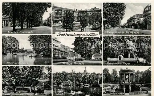 AK / Ansichtskarte Homburg Bad Brunnenpromenade Kurhaus Kaiser Friedrich Promenade Schloss Kat. Bad Homburg v.d. Hoehe