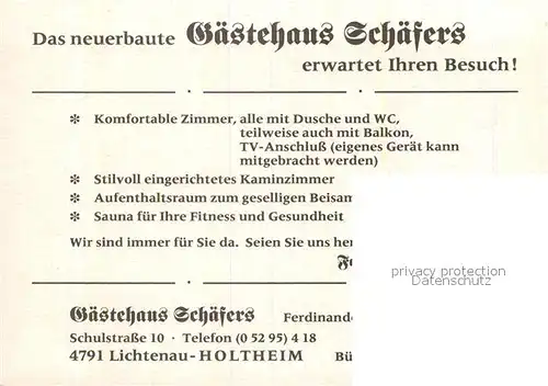AK / Ansichtskarte Holtheim Gaestehaus Schaefers Kat. Lichtenau