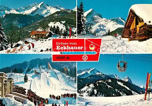 AK / Ansichtskarte Eckbauer Alm Berggasthof Olympia Skistadion Alpspitze Eckbauerbahn Zugspitzgruppe