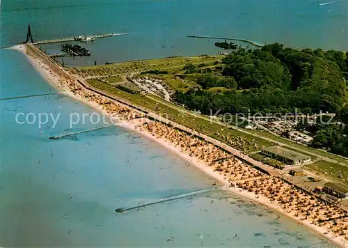 AK / Ansichtskarte Cuxhaven Doese Nordseebad Strand und Kugelbake Fliegeraufnahme