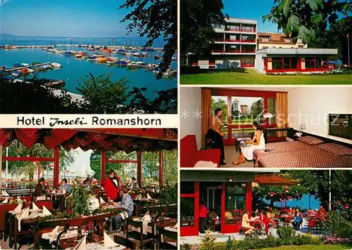 AK / Ansichtskarte Romanshorn Bodensee Hotel Inseli Gastraum Terrasse Zimmer