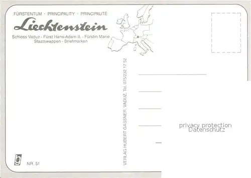 AK / Ansichtskarte Liechtenstein  Schloss Vaduz Staatswappen Briefmarken Motive Kat. Liechtenstein