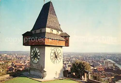 AK / Ansichtskarte Graz Steiermark Uhrturm Stadtblick Kat. Graz