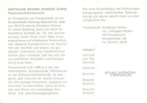 AK / Ansichtskarte Freudenstadt Gaestehaus Noecker  Kat. Freudenstadt