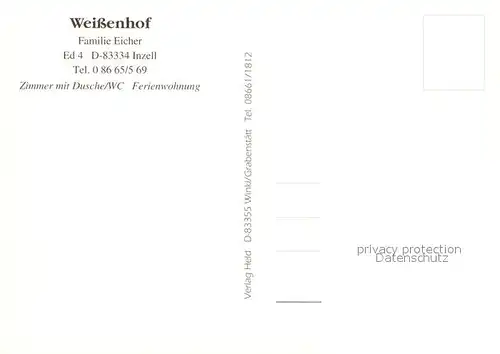 AK / Ansichtskarte Inzell Ferienwohnung Weissenhof Kat. Inzell