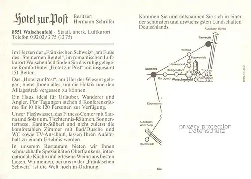 AK / Ansichtskarte Waischenfeld Hotel Zur Post Kat. Waischenfeld