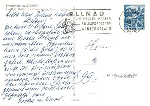 AK / Ansichtskarte Ellmau Tirol Fremdenheim Steiner  Kat. Ellmau