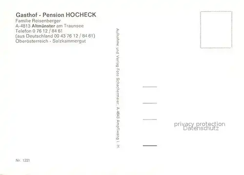 AK / Ansichtskarte Altmuenster Traunsee Gasthof Pension Hocheck