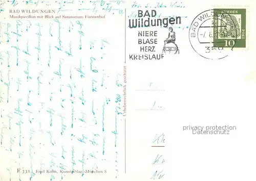 AK / Ansichtskarte Bad Wildungen Musikpavillon Blick auf Sanatorium Fuerstenhof Kat. Bad Wildungen