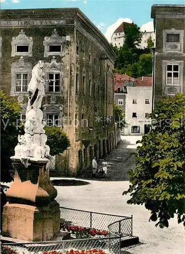 AK / Ansichtskarte Tittmoning Salzach Mariensaeule mit Blick zur Burg Kat. Tittmoning
