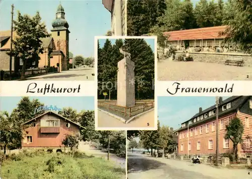 AK / Ansichtskarte Frauenwald Thueringen An der Kirche Waldcafe Lenkgrund Milchbar FDGB Heim Monument am Rennsteig Kat. Frauenwald