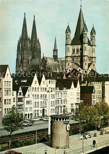 AK / Ansichtskarte Koeln Rhein Rheinufer mit Dom und Gross St Martin  Kat. Koeln