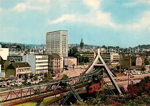 AK / Ansichtskarte Elberfeld Wuppertal Schwebebahn und Glanzstoff Hochhaus Kat. Wuppertal