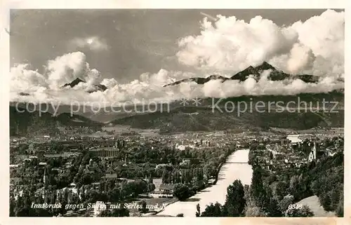 AK / Ansichtskarte Innsbruck Fliegeraufnahme mit Serles Kat. Innsbruck