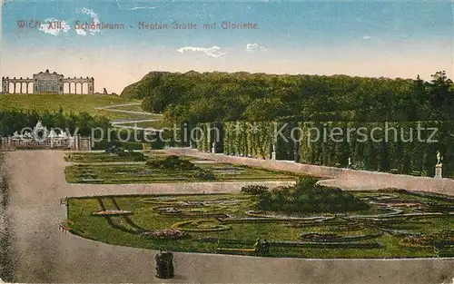 AK / Ansichtskarte Wien Schoenbrunne Neptun Grotte mit Gloriette  Kat. Wien