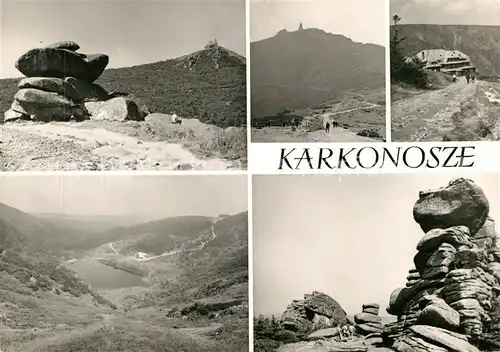 AK / Ansichtskarte Karkonosze Landschaftspanorama Riesengebirge Berghotel Felsformationen Kat. Polen