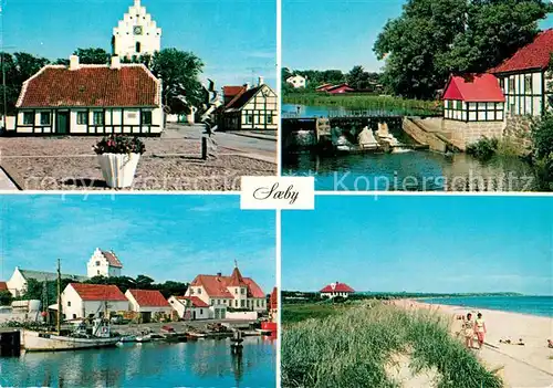 AK / Ansichtskarte Saeby Klostertorvet Vandmollen Havneparti Strand Kat. Nordjylland
