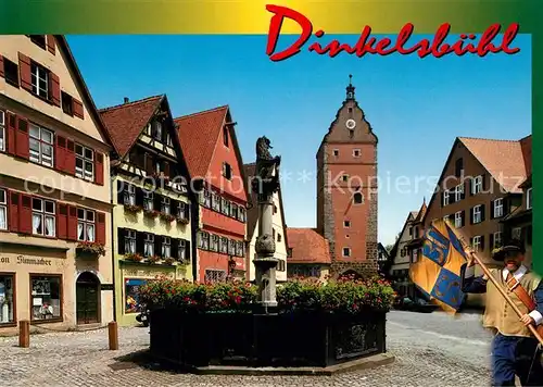 AK / Ansichtskarte Dinkelsbuehl Loewenbrunnen Altstadt Turm 1000jaehrige Stadt Kat. Dinkelsbuehl