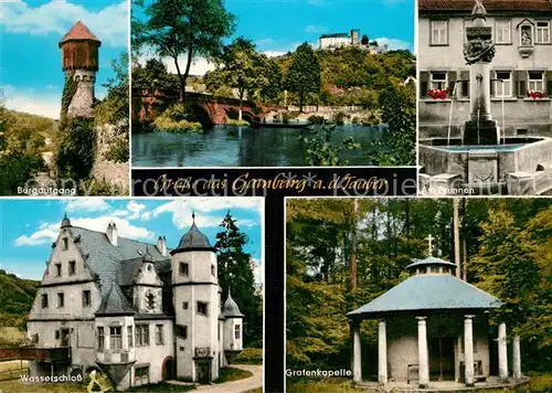 AK / Ansichtskarte Gamburg Burgaufgang Brunnen Wasserschloss Grafenkapelle Kat. Werbach