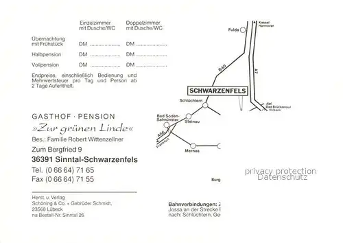 AK / Ansichtskarte Schwarzenfels Panorama Gasthof Pension Zur gruenen Linde Kat. Sinntal