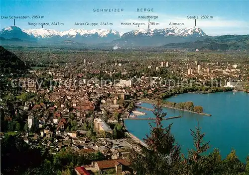 AK / Ansichtskarte Bregenz Bodensee Rheintalblick mit Schweizer Bergen