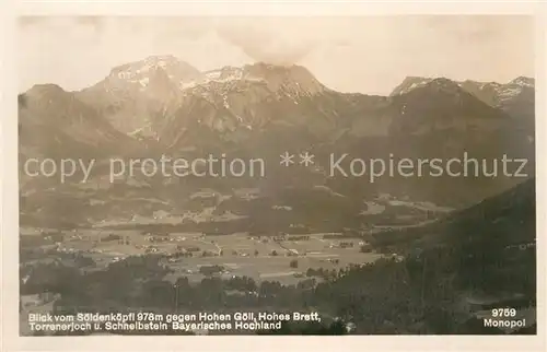 AK / Ansichtskarte Hohes Brett Blick vom Soeldenkopf auf Hohe Goell Torrenerjoch Schnelbstein Kat. Berchtesgaden