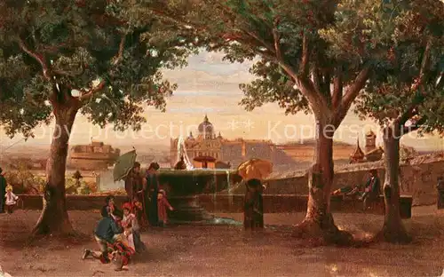 AK / Ansichtskarte Rom Roma Blick vom Monte Pincio auf St. Peter mit Vatican und Engelsburg Kuenstlerkarte Kat. 