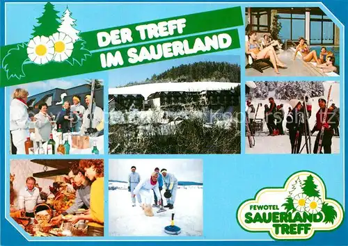 AK / Ansichtskarte Usseln Fewotel Sauerland Treff Eisstockschiessen Schwimmbad Skifahren Kat. Willingen (Upland)