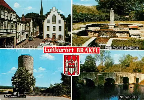 AK / Ansichtskarte Brakel Westfalen Markt Mutter Gottes im Wasser Modexer Turm Nethebruecke Kat. Brakel