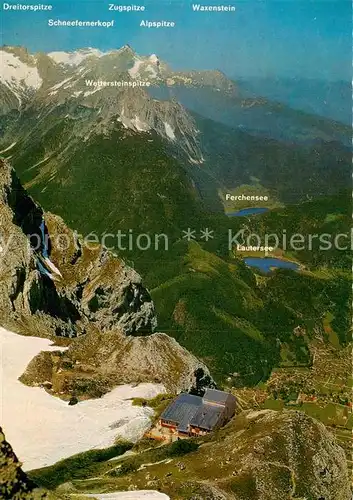 AK / Ansichtskarte Mittenwald Bayern Karwendelbahn Bergstation Fliegeraufnahme Lautersee Ferchensee Kat. Mittenwald