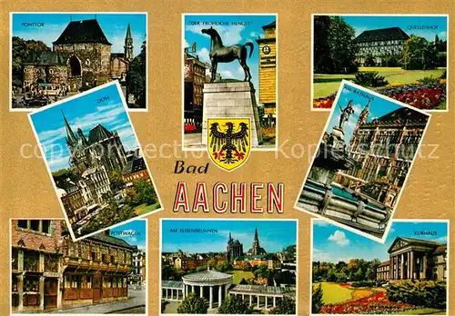 AK / Ansichtskarte Bad Aachen Pottor Dom Froehlicher Hengst Postwagen Kurhaus Elisenbrunnen