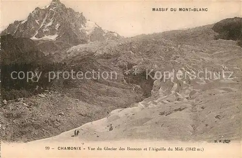 AK / Ansichtskarte Chamonix Massif du Mont Blanc Glacier des Bossons Aiguille du Midi  Kat. Chamonix Mont Blanc