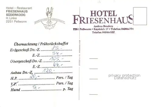 AK / Ansichtskarte Pellworm Hotel Restaurant Friesenhaus Suederkoog Kat. Pellworm