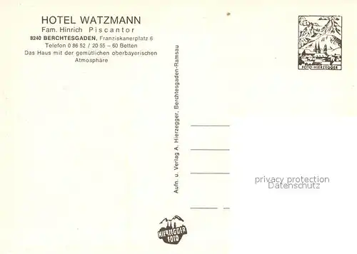 AK / Ansichtskarte Berchtesgaden Hotel Watzmann Kat. Berchtesgaden