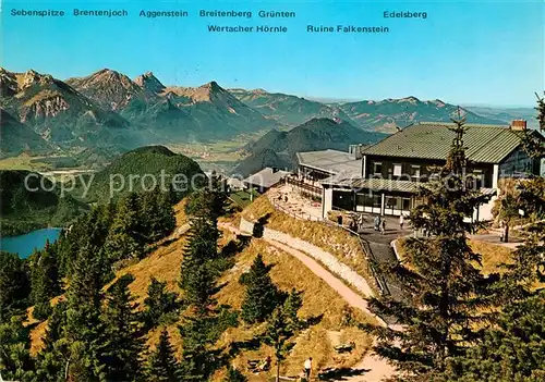AK / Ansichtskarte Tegelberg Panorama Gaststaette mit Allgaeuer und Tiroler Alpen  Kat. Schwangau
