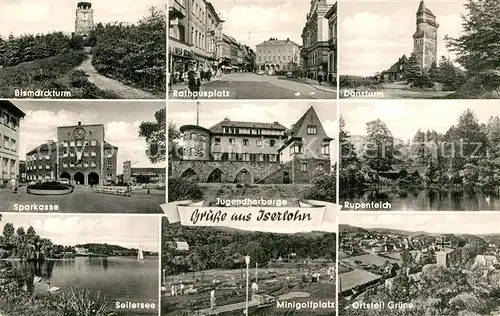 AK / Ansichtskarte Iserlohn Bismarkturm Rathausplatz Rupenteich Danzturm Minigolfplatz Seilersee Kat. Iserlohn