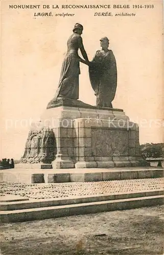 AK / Ansichtskarte Bruxelles Bruessel Monument de la Reconnaissance Belge Lagae sculpteur  Kat. 