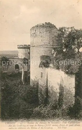 AK / Ansichtskarte Chinon Indre et Loire Ruines du chateau du Coudray Tour Cylindrique Kat. Chinon