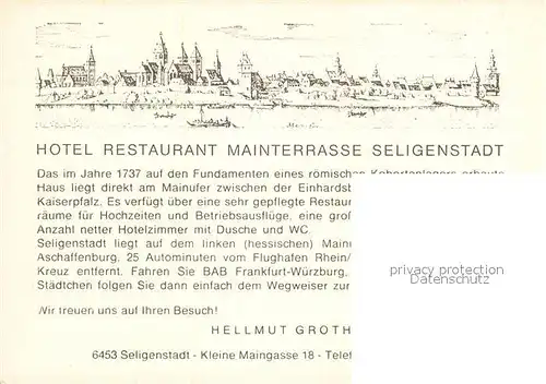 AK / Ansichtskarte Seligenstadt Hessen Hotel Restaurant Mainterrasse Kat. Seligenstadt